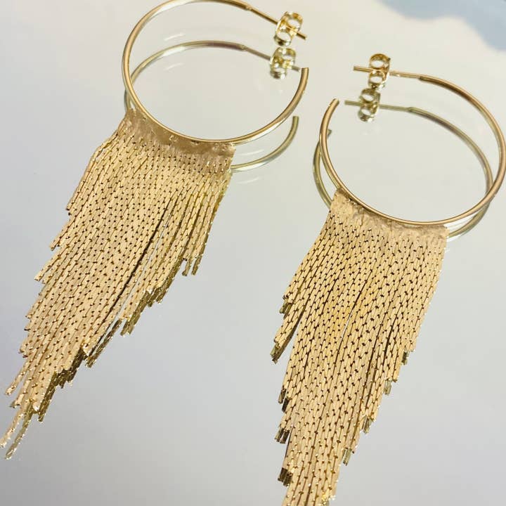 Housegoldjewelry - Wholesale Dangle Earrings - Gold Fringe Earrings, Dangle Earrings, Gold Tassel Earrings