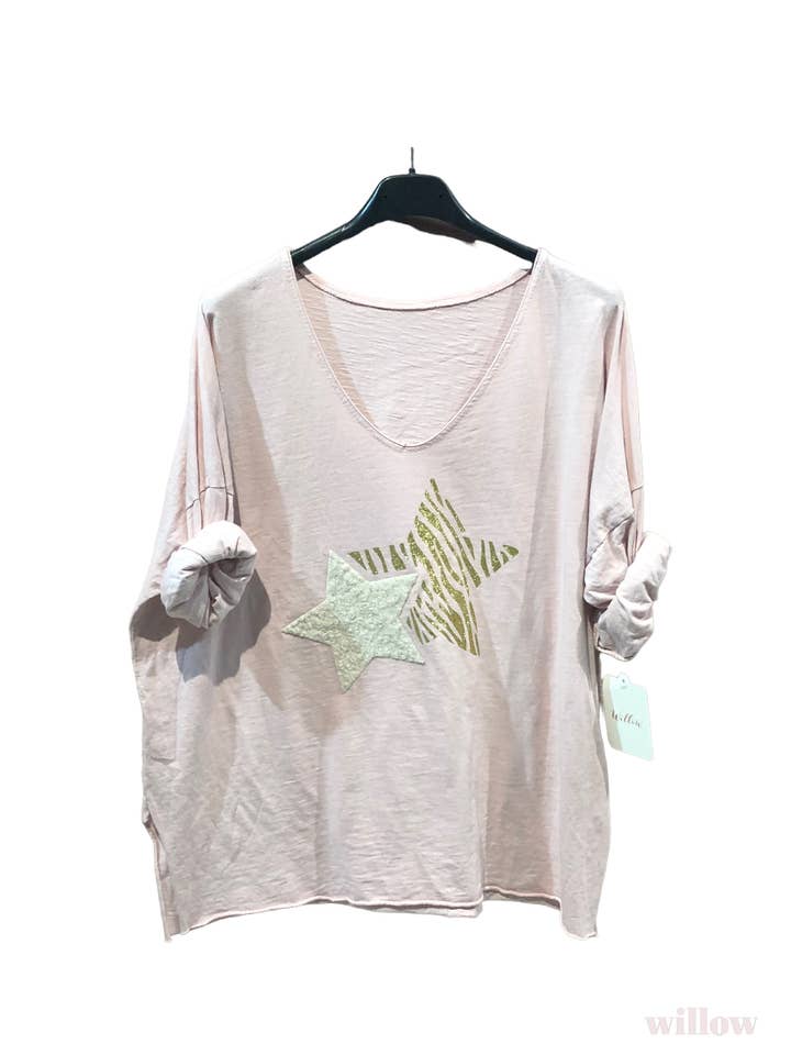 MOONSUN - Wholesale Blouse - Women's - Long sleeve double star cotton top