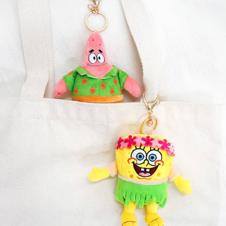 Hawaiian SpongeBob & Patrick Plush Keyring Tropical Series for wholesale by K-Wonderland
