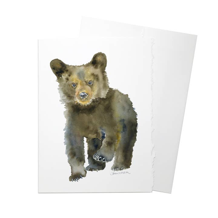 Black Bear Cub Watercolor Greeting Card for wholesale by Susan Windsor