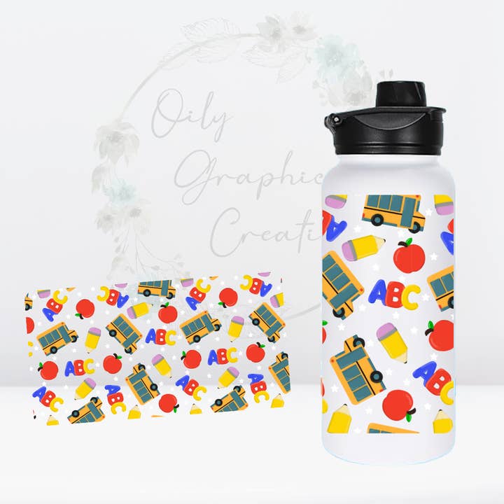 School Time-32oz UV DTF Decal for wholesale by Oily Graphic Creations