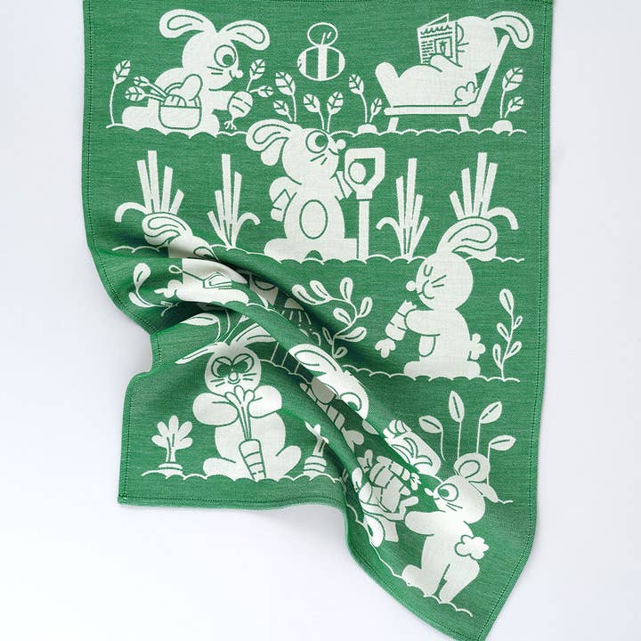 Wrap - Wholesale Tea Towel - Garden Rabbits Cotton Tea Towel