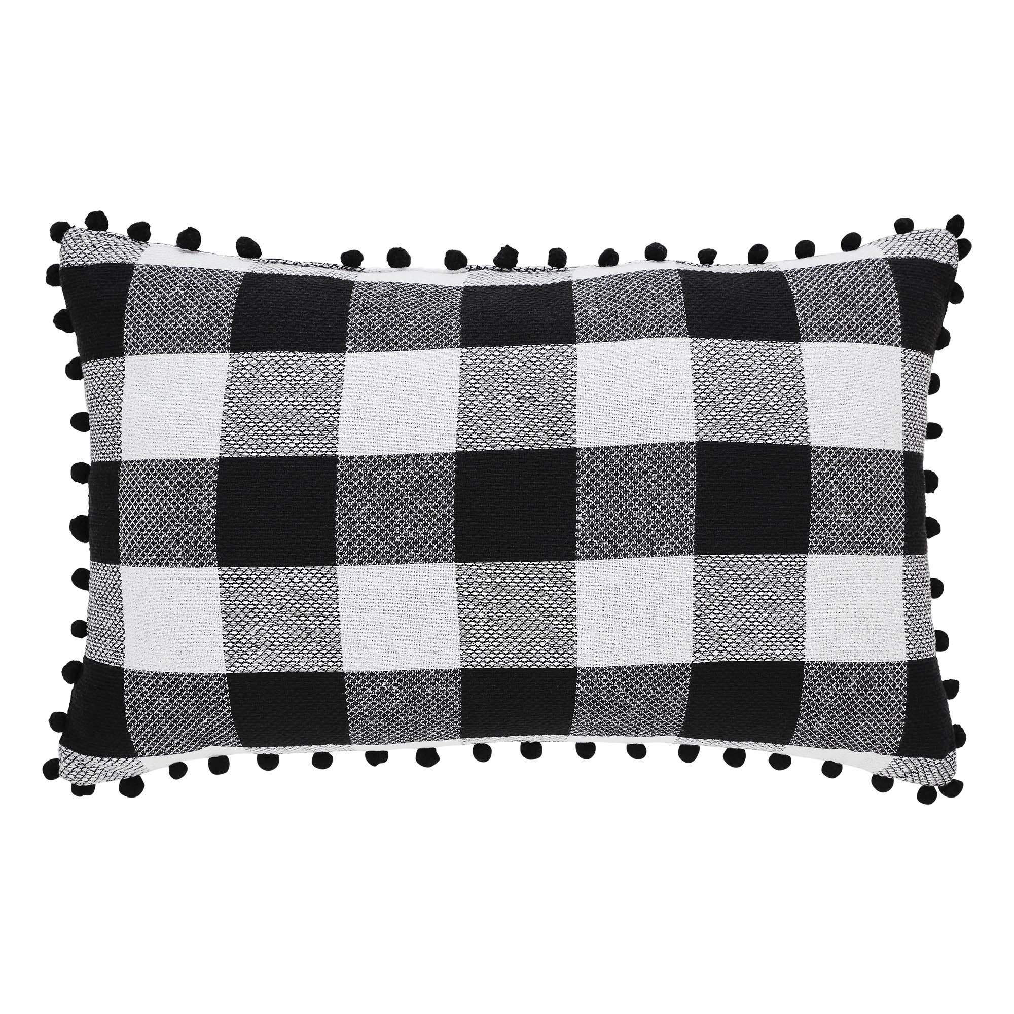 VHC Brands - Wholesale Throw/Decorative Pillow - Annie Black Check Santa Sleigh Pillow 14x224