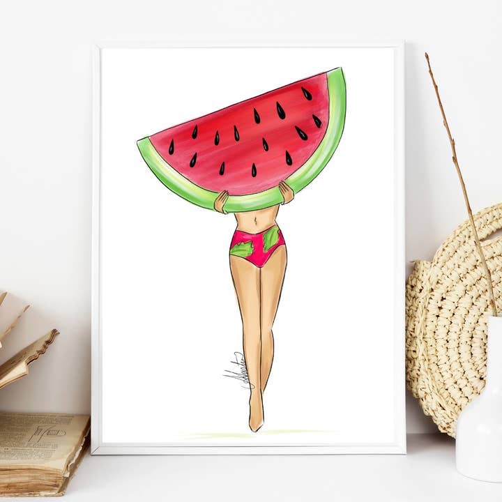 Watermelon Art Beach Wall Art, Zomerkunst, Zomer Woondecoratie voor wholesale door PLTStudio