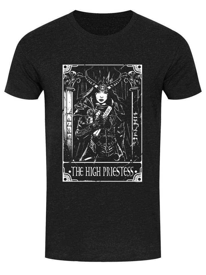 Deadly Tarot The High Priestess Men's Black Denim T-Shirt for wholesale by Grindstore