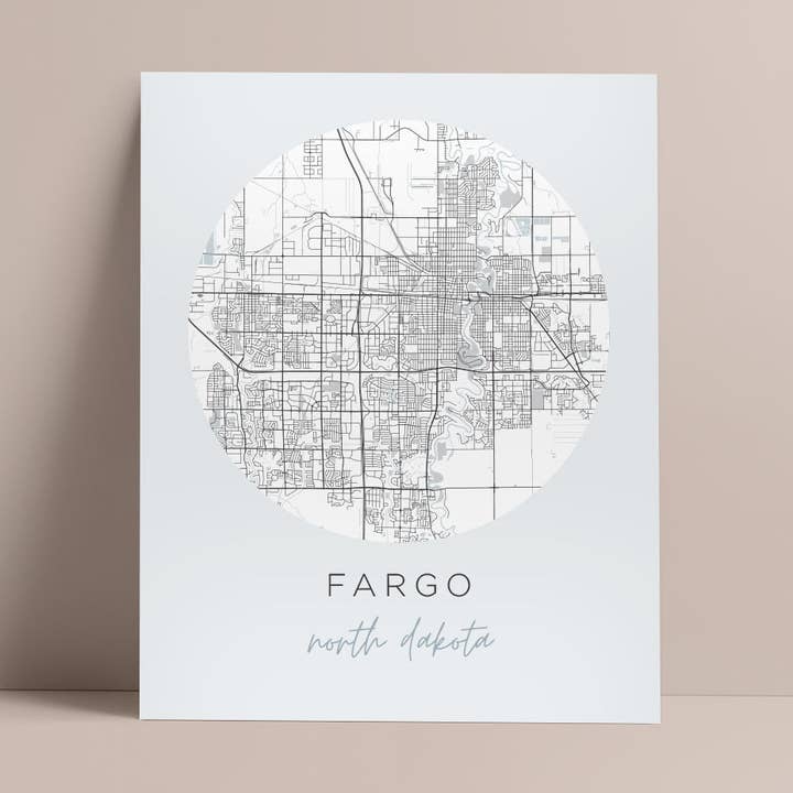 Affiche carte de Fargo (Dakota du Nord) pour la vente par Backstory Map Co.