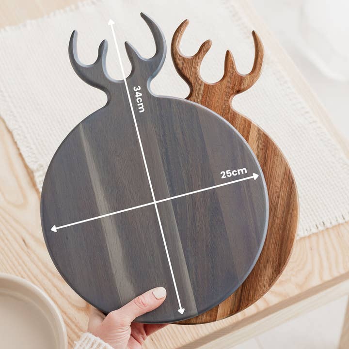 UBERSTAR - Wholesale Cheese board - Stag Christmas Serving Board - Natural Acacia6