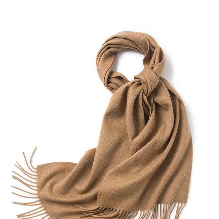 Lambswool Scarf Woven Plain Camel for wholesale by Hommard