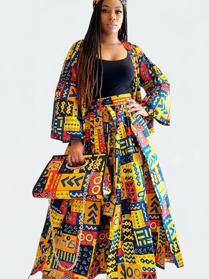 3pcs Set Maxi Skirt Pocketbook wrap Dress D for wholesale by India Batik