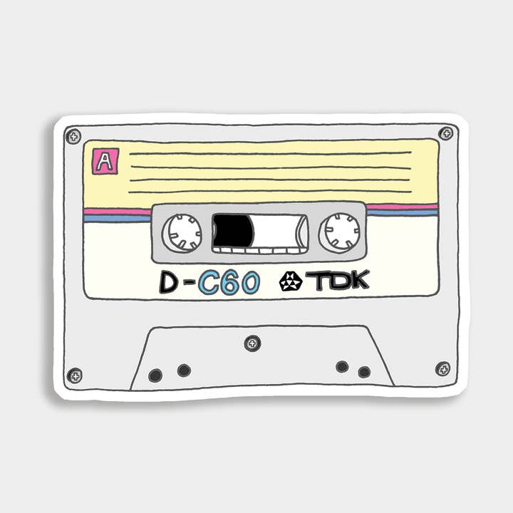 Pastel Cassette Tape Vinyl Sticker – Retro 80s Music Decal for wholesale by You've Got Pen On Your Face