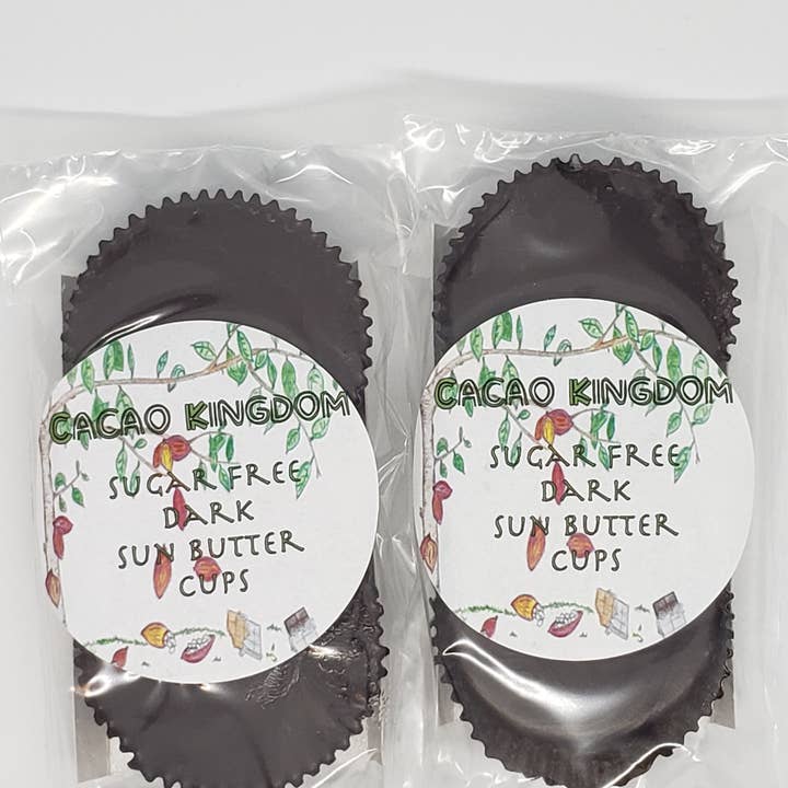 Sugar Free Dark Chocolate Sunbutter Cups for wholesale by Cacao Kingdom, LLC