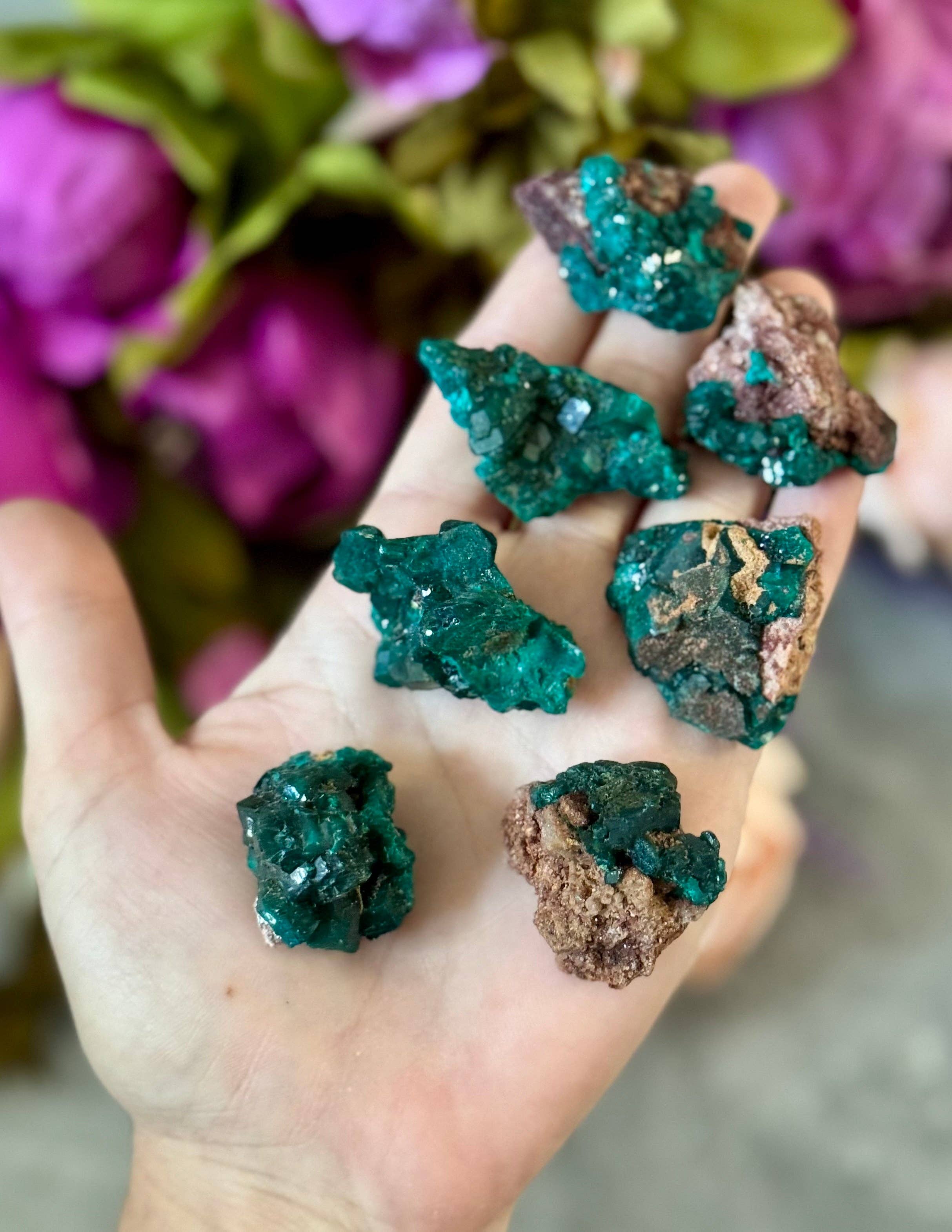 Mandala Gems - Vendita all'ingrosso Pietra/cristallo spirituale - Campioni di Cristallo di Dioptasio Grezzo, Minerale di Dioptasio Verde2
