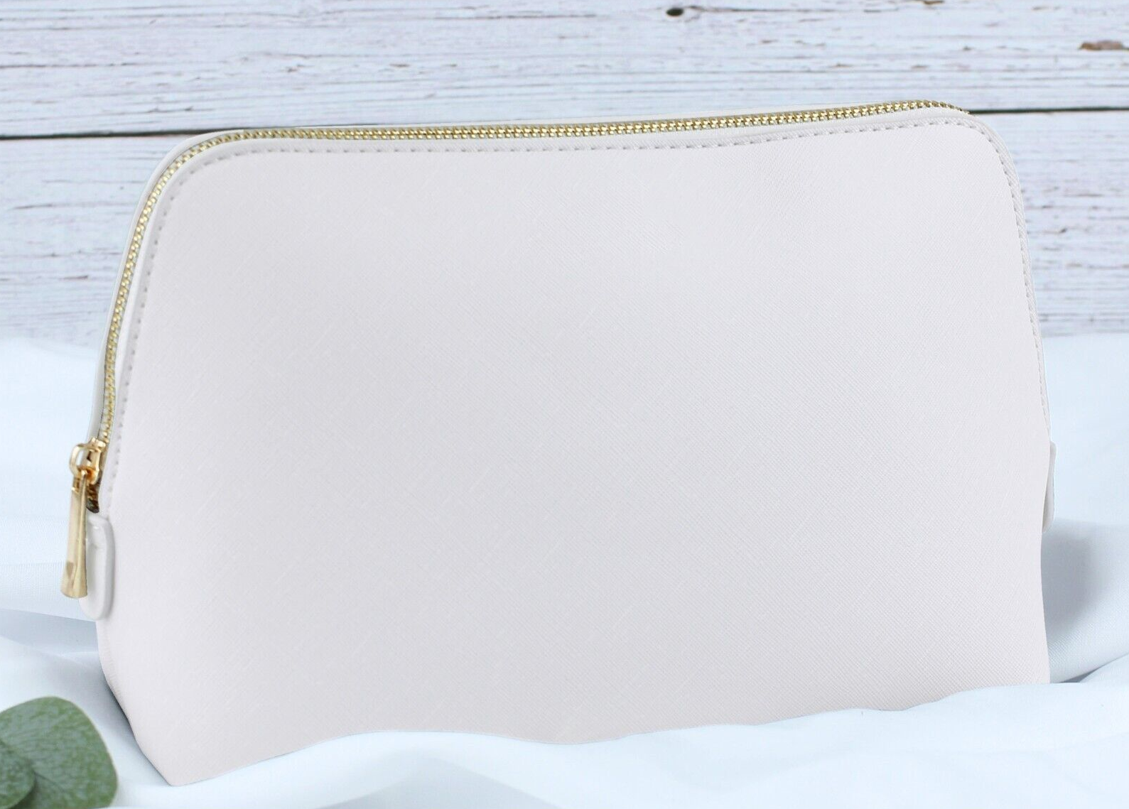 eBuyGB Craft Blanks - Vente Trousses de maquillage/cosmétique - Grande trousse de maquillage zippée en cuir PU Saffiano Fine1