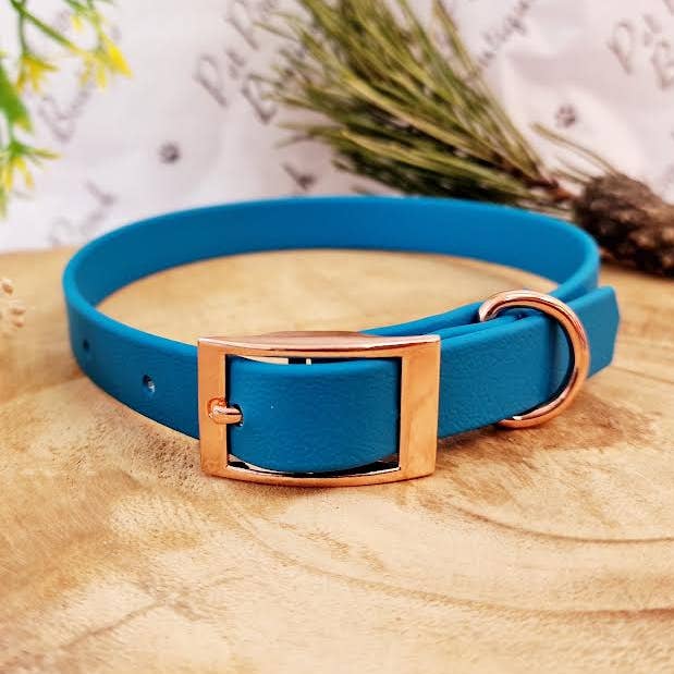 Pet Pooch Boutique – coleira - Cão por atacado – Coleira para Cão em Biothane Blue Lagoon - Acessórios Metálicos - Feita à Mão0