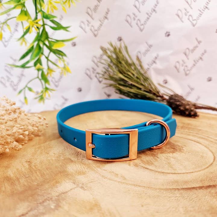 Blue Lagoon Biothane Dog Collar -Metal Fittings-Handmade for wholesale by Pet Pooch Boutique