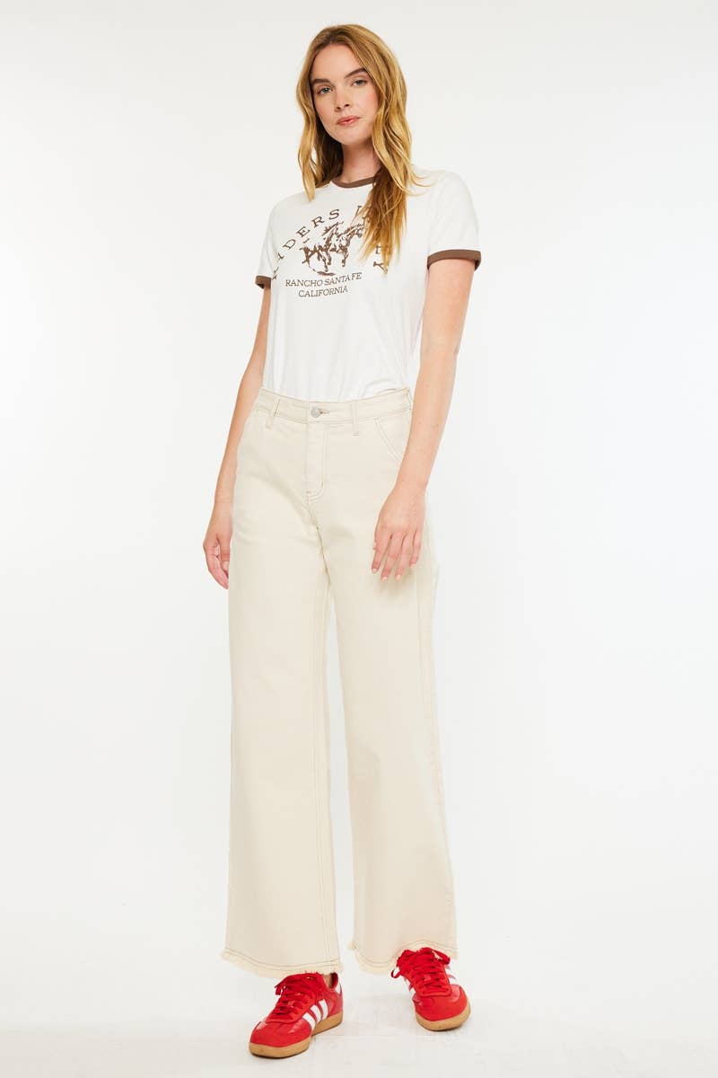 SAHNE HOCHGESCHNITTENE WEIT GESCHNITTENE JEANS-KC7490CM für den Großhandel auf Faire2