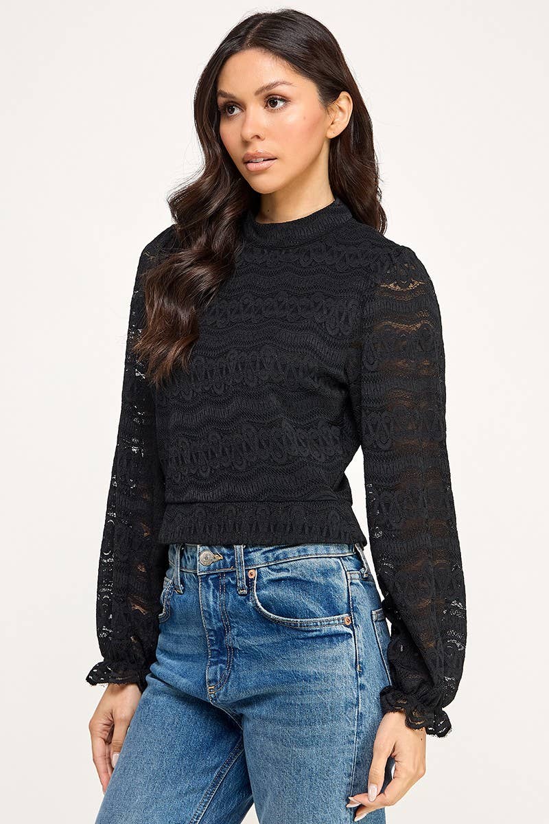 Vanilla Monkey - Wholesale Knit Top - Women's - Long Sleeve Lace Top6