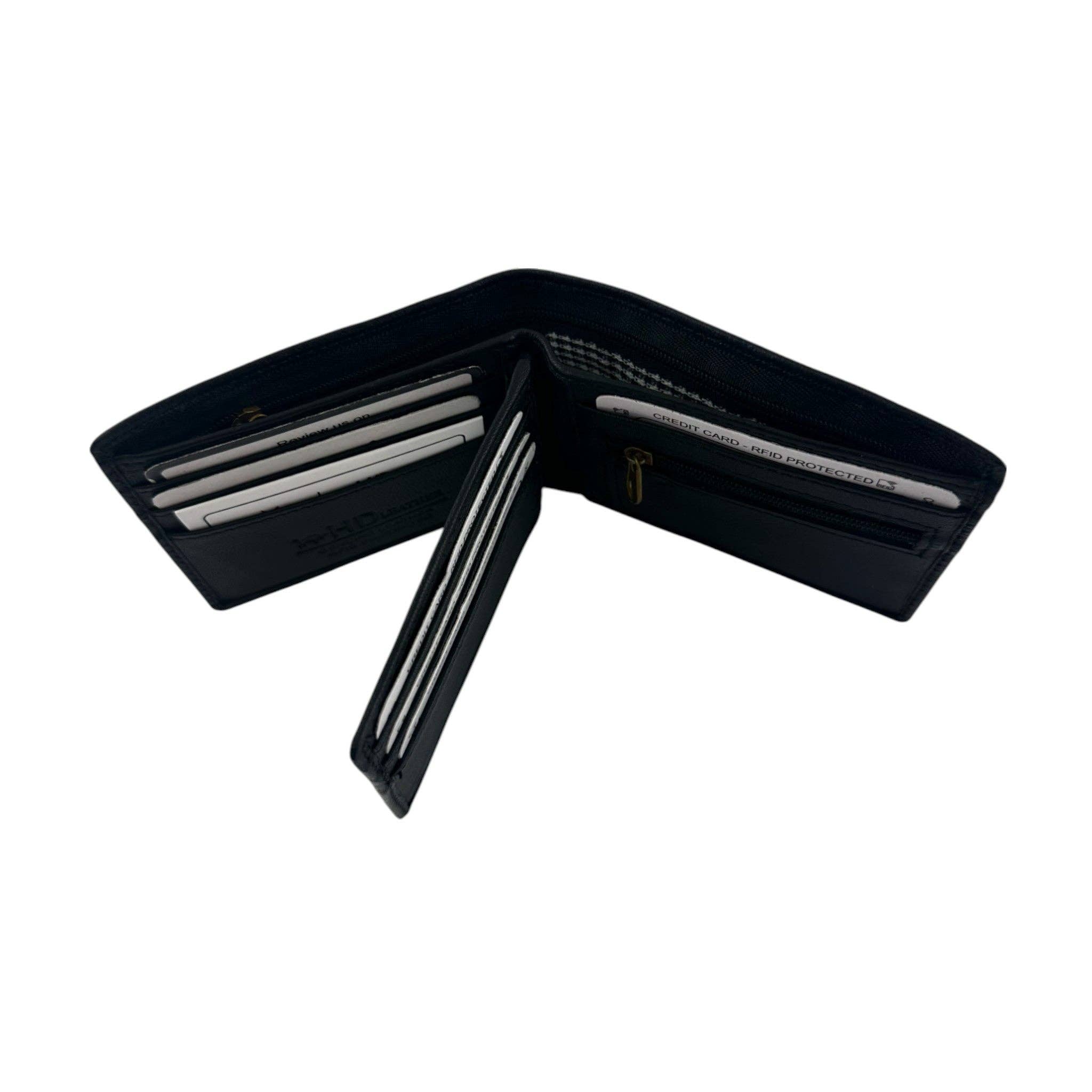 Black SMW07Z ~ Sheepskin Men's Wallet - zippered note compartment for wholesale on Faire2