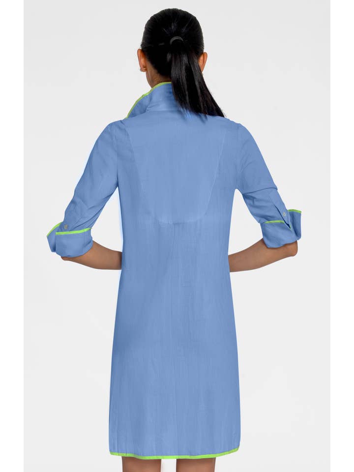 Turquoise Shirt Tails Short Dress - Cotton for wholesale on Faire
