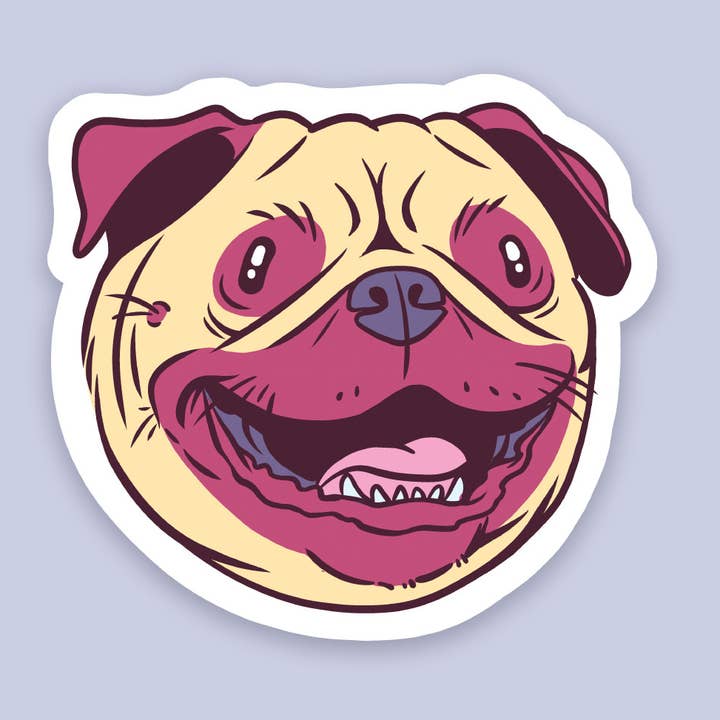 Adhesivo con cara de perro Pug para venta al por mayor de Crownless Beast