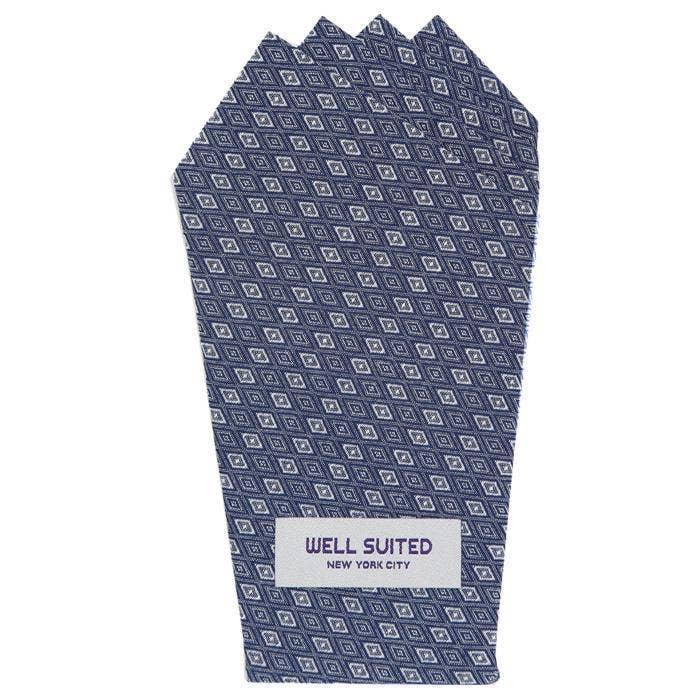 Blue Harlequin 4 Point Fold Pocket Square for wholesale by Well Suited NYC