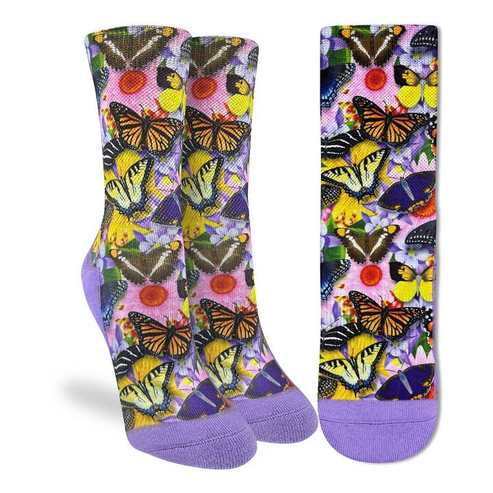 Calzini da donna con farfalle botaniche per la vendita all'ingrosso da parte di Good Luck Sock