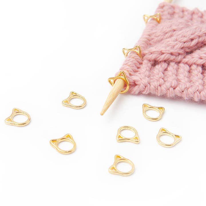 Solid Cats - Simple Stitch Markers for Knitting - Gold for wholesale by Twice Sheared Sheep
