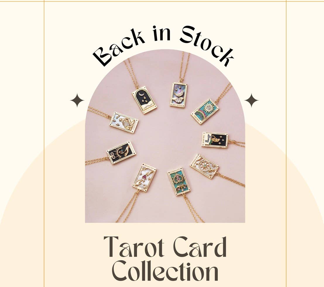 HoopLa - Wholesale Pendant/Charm Necklace - Tarot Card Necklace- Magician- 14K Gold stainless steel5