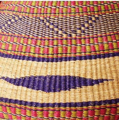 The African Home Goods - Wholesale Basket - Ghana Pot Basket Purple & Earth tone - diameter: 16"-18"; de3