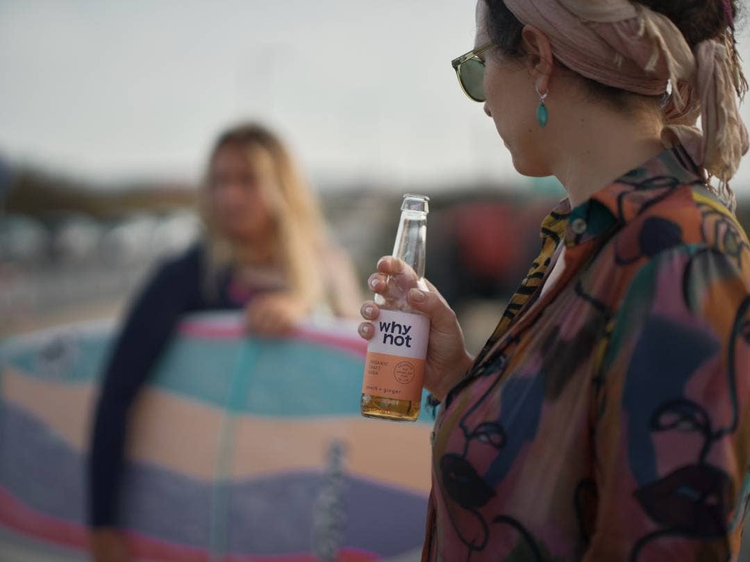 Why Not Soda - Wholesale Soda/Carbonated Drink - Peach + Ginger - Organic Fruit Soda (bottle)3