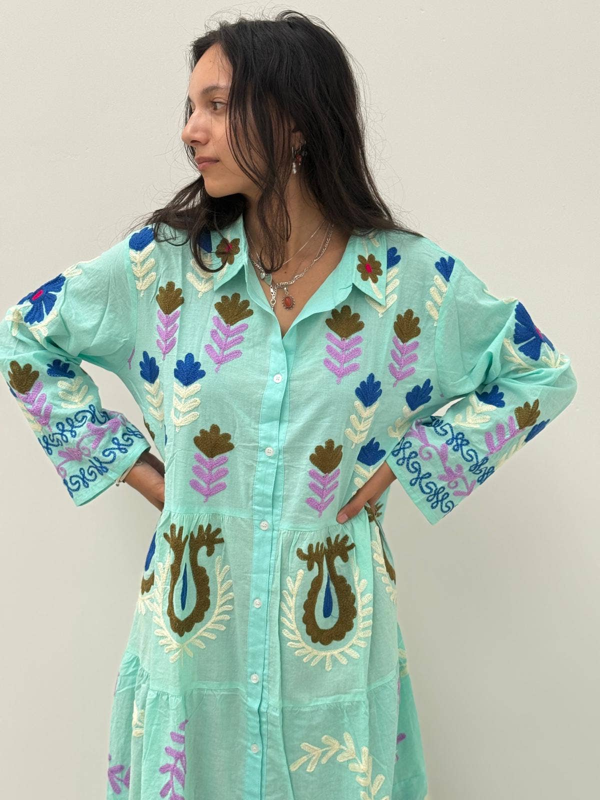 ToutVintage - Wholesale Dress - Women's - Borduurjurk lichtgroen13