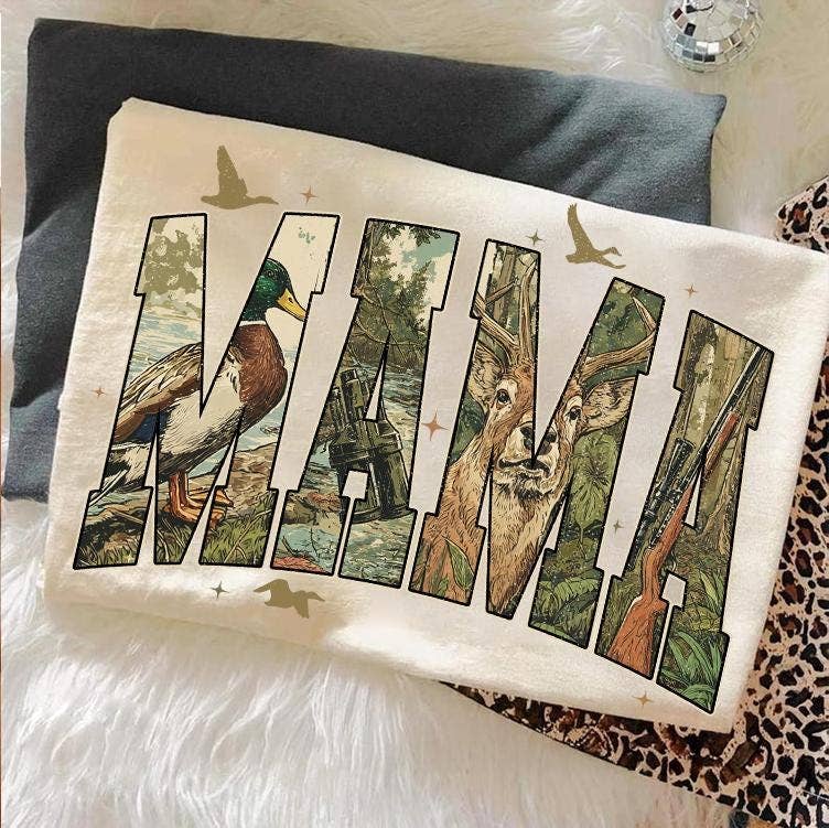 NVC Ecommerce LLC - Wholesale T-Shirt (Graphic) - Women's - Retro Camo Hunting Mama Shirt, Deer Hunting Season Sweater0
