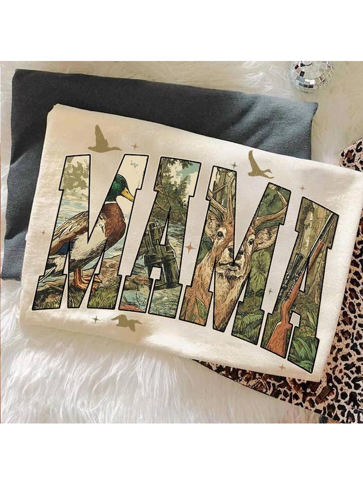 NVC Ecommerce LLC - Wholesale T-Shirt (Graphic) - Women's - Retro Camo Hunting Mama Shirt, Deer Hunting Season Sweater