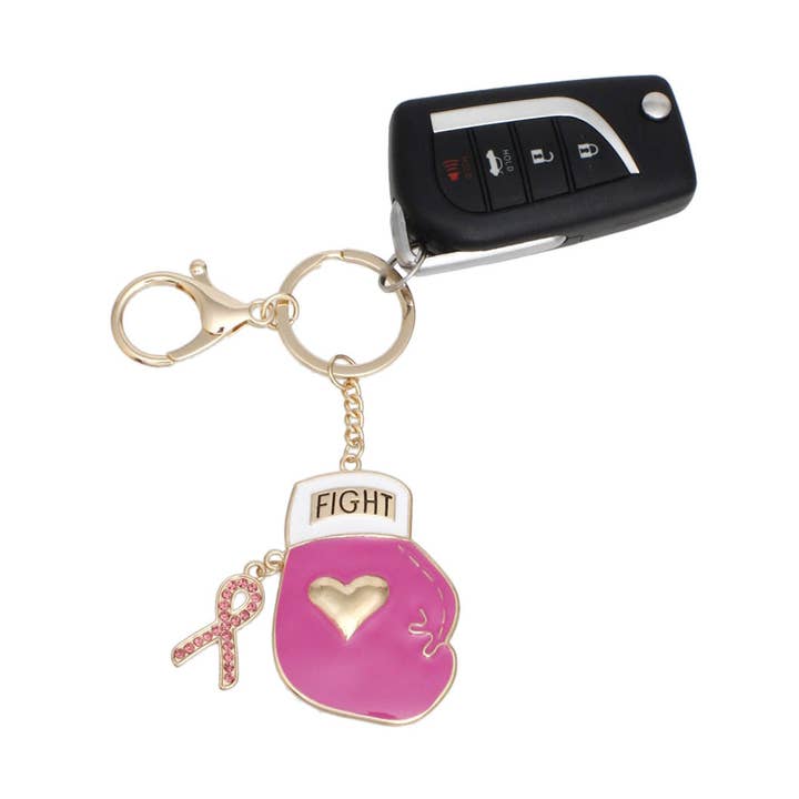 Porte-clés Cancer du Sein Gant de Boxe Or Rose pour la vente par PinktownUSA