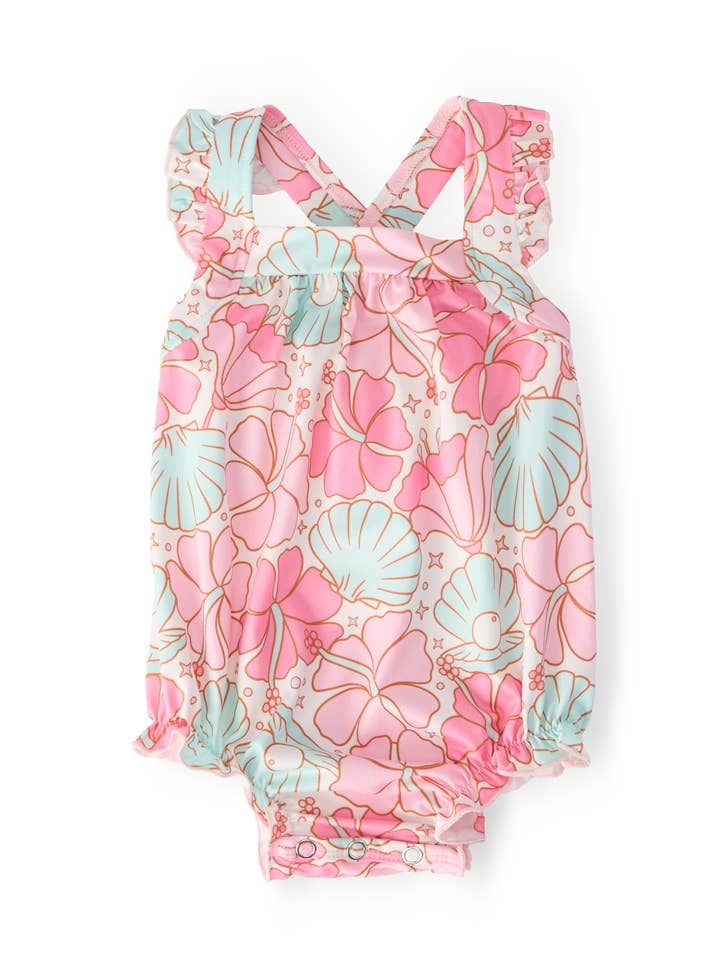 Mila & Rose - Wholesale Bodysuit (Non-Footed) - Baby - Beach Daze Ruffle Cross Back Romper0