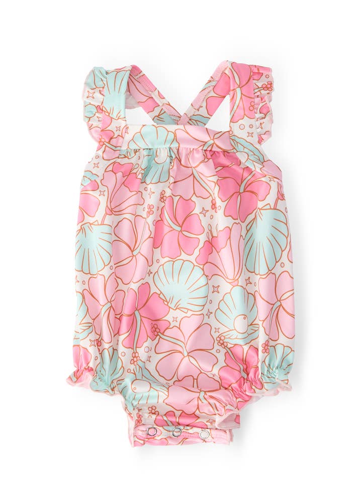 Mila & Rose - Wholesale Bodysuit (Non-Footed) - Baby - Beach Daze Ruffle Cross Back Romper0