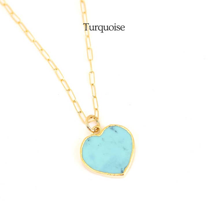 Chocolate and Steel – wholesale Pendant/charm necklace – Isla Gemstone Heart Necklace Birthstone Jewelry 14K Gold Fill Chain9