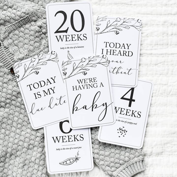 Duncan & Stone Paper Co. – Engroshandel Mindesamler - Børn og baby – Graviditet milepæl kort | Baby annoncering & afslør