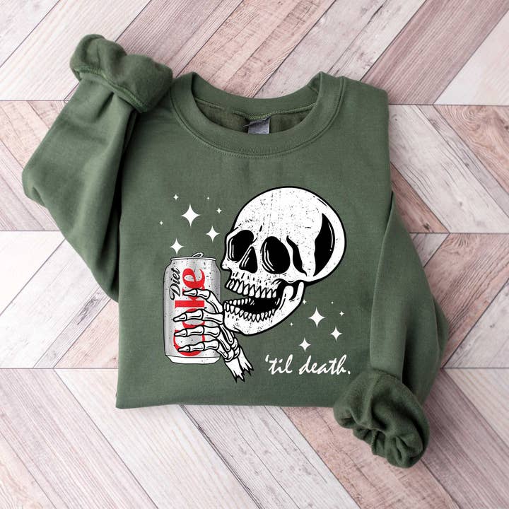 Til Death Diet Coke Skeleton Halloween Sweatshirt for Lovers for wholesale by TheKingShirt