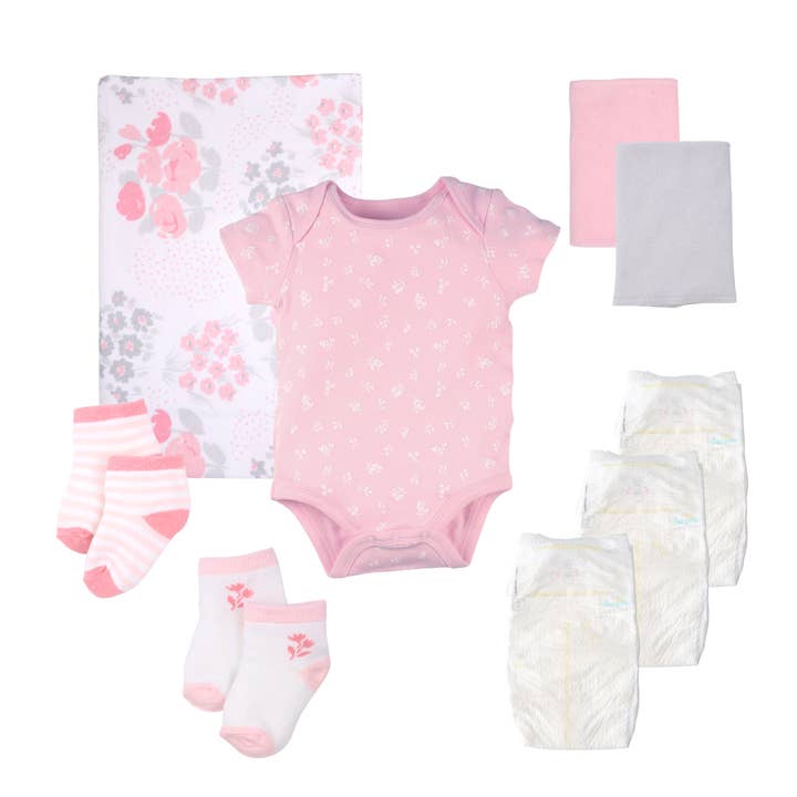 Baby Blossom Company - Wholesale New mom gift box/set - New Baby Girl Gift Layette Bouquet - Floral5