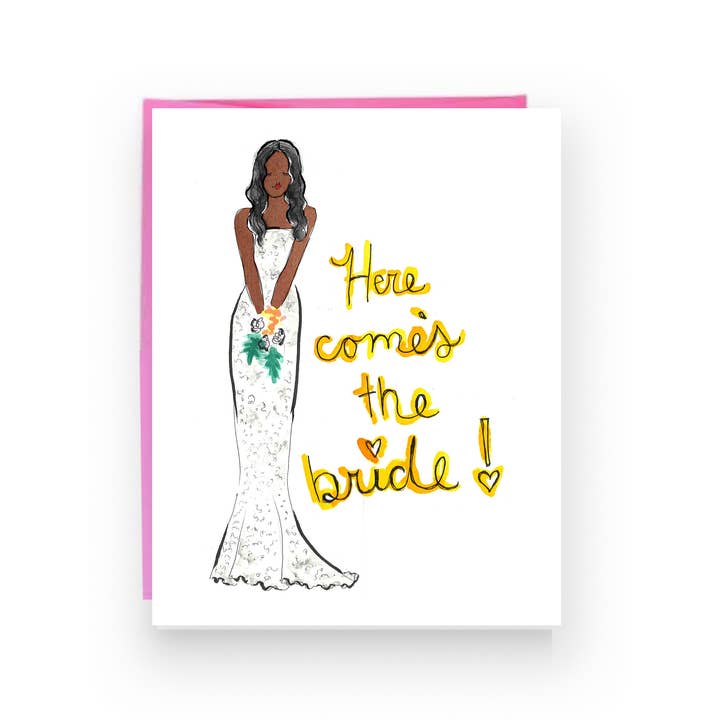 Voici la mariée ! | Carte de fête nuptiale pour la vente par Lacee Swan