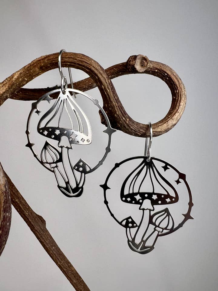 Three Little Shrooms Earring for wholesale by Wild Aster Creative