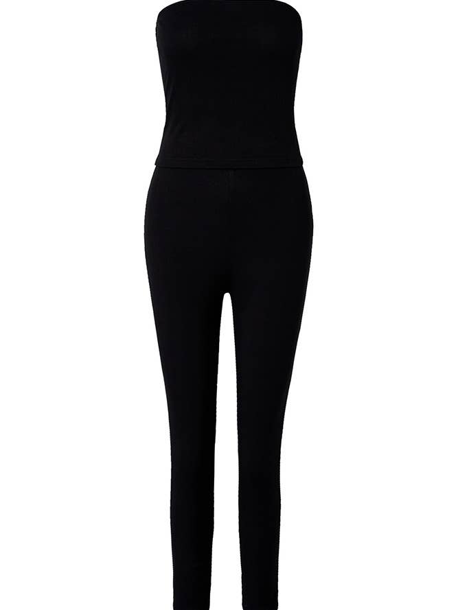 Black Casual Slim-Fit Sleeveless Top & Long Pants Set KK17 for wholesale on Faire