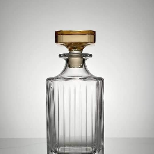 Square Liquor Bottle With Amber Diamond Cover for wholesale by VIVIENCE
