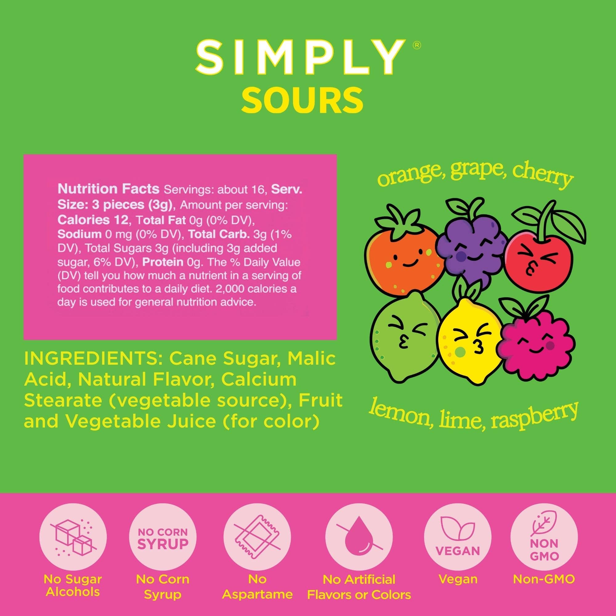 Simply Gum - Wholesale Hard Candy - Simply Sours - Citrus Berry 1.8oz 2