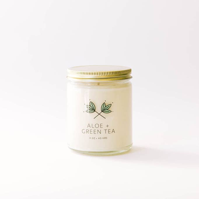 Frasco de vela de cera de soja com aloe e chá verde por atacado de Handmade Habitat
