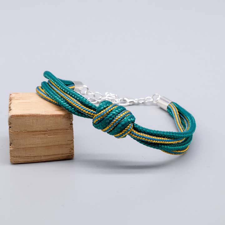 La Fabrique du Noeud – Engroshandel Flettet armbånd – Paracord-armbånd med grøn og gul spiralknude4