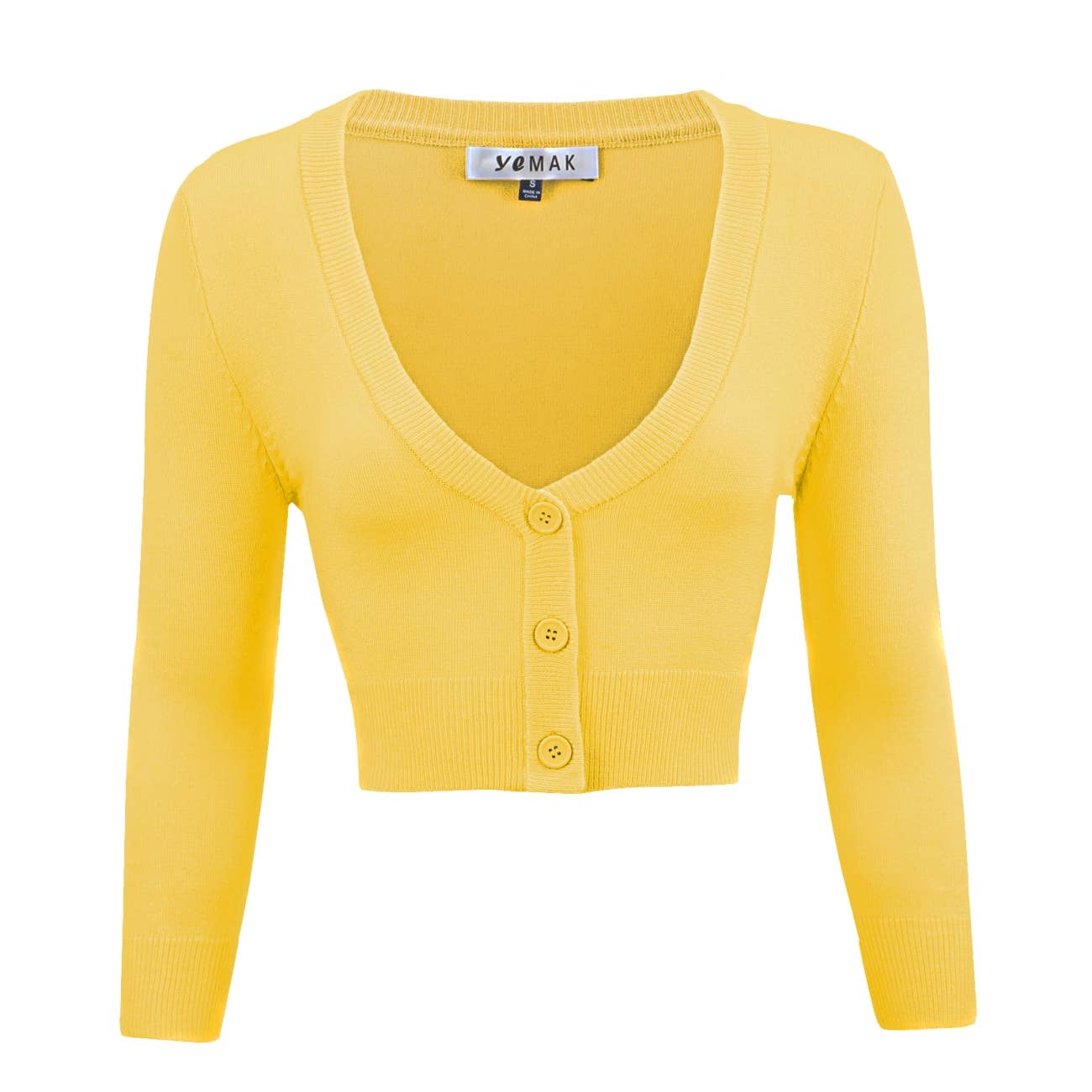 Mak - Wholesale Cardigan - Women's - Cropped Bolero 3/4 Sleeve V-Neck PLUS size Cardigan CO129PL24