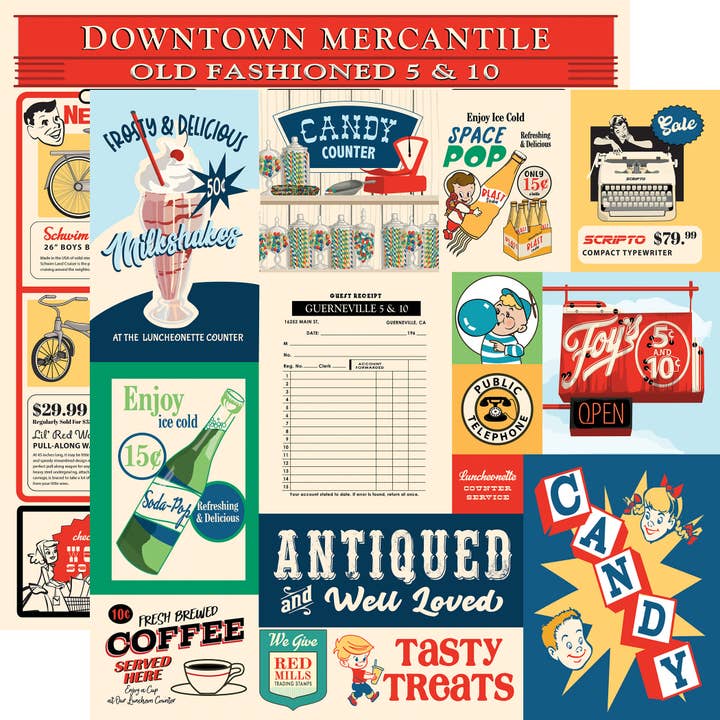 Mercantile: Carta Modello 12x12 Multi Journaling Cards per la vendita all'ingrosso da parte di Echo Park Paper Co.