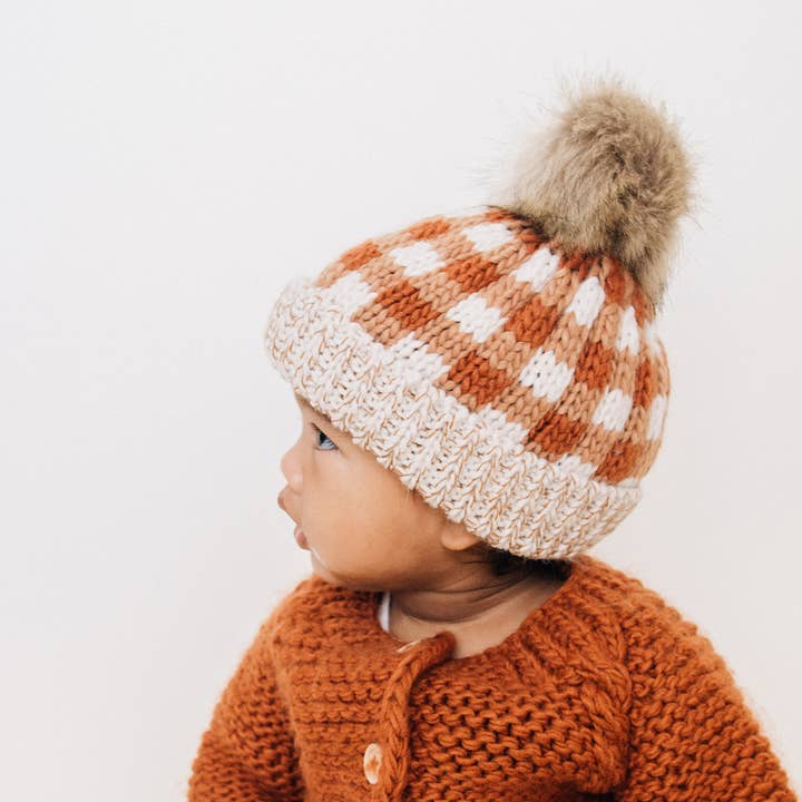 Huggalugs - Wholesale Beanie - Kids - Sienna Buffalo Check Pom Pom Beanie Hat Baby & Kids